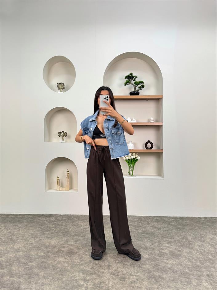 Molin Kahve Beli İpli Lastikli Çımalı Pantolon