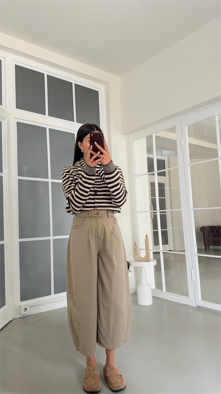 Açık Yeşil Beli Lastikli Oversize Jean GAUS-02030