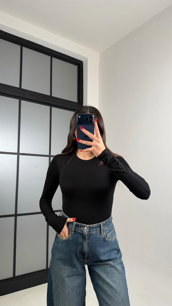 Siyah Basic Bodysuit GAUS-00940