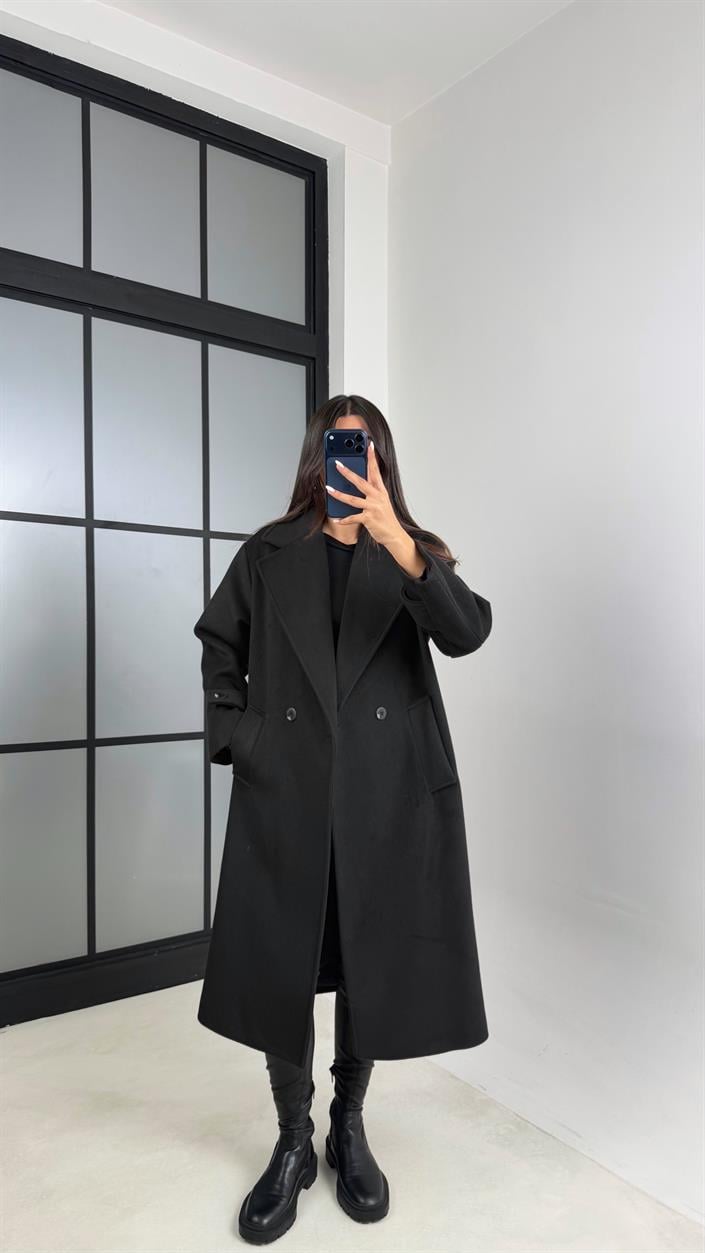 Siyah MD Muadil Astarlı Kaşe Kaban GAUS-00613