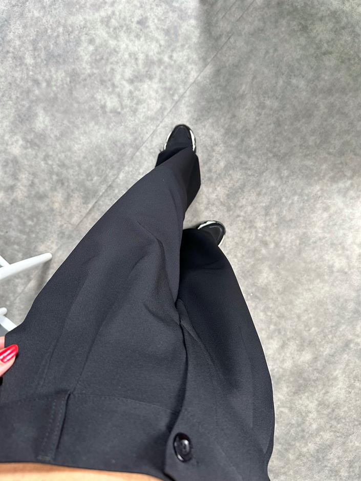 Fado Siyah Kumaş Palazzo Pantolon