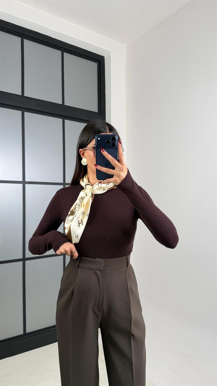 Acı Kahve Cep Detaylı Palazzo Pantolon GAUS-00803