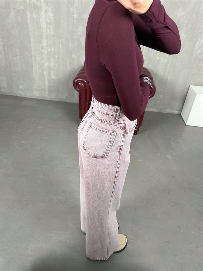 Hector Yıkamalı Pembe Wide Leg Jean