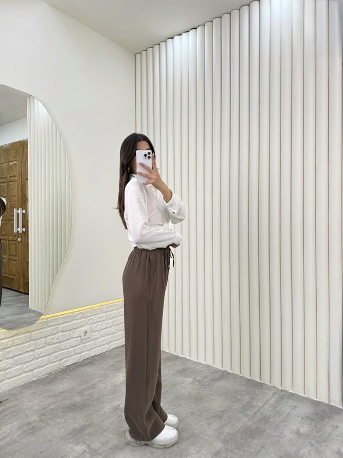 Kahve Beli Lastikli Cepli Tensel Pantolon Gaus314