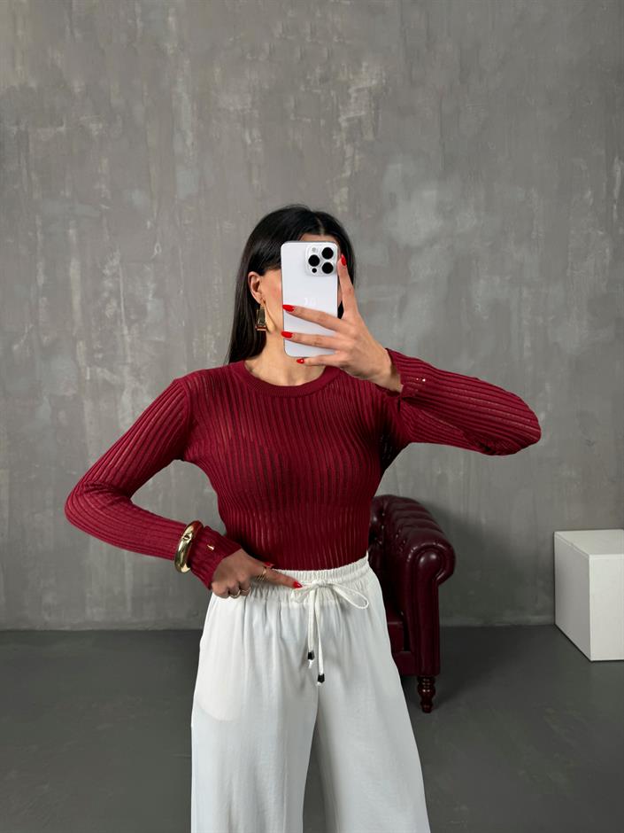 Glov Bordo Transparan Fitilli Bluz