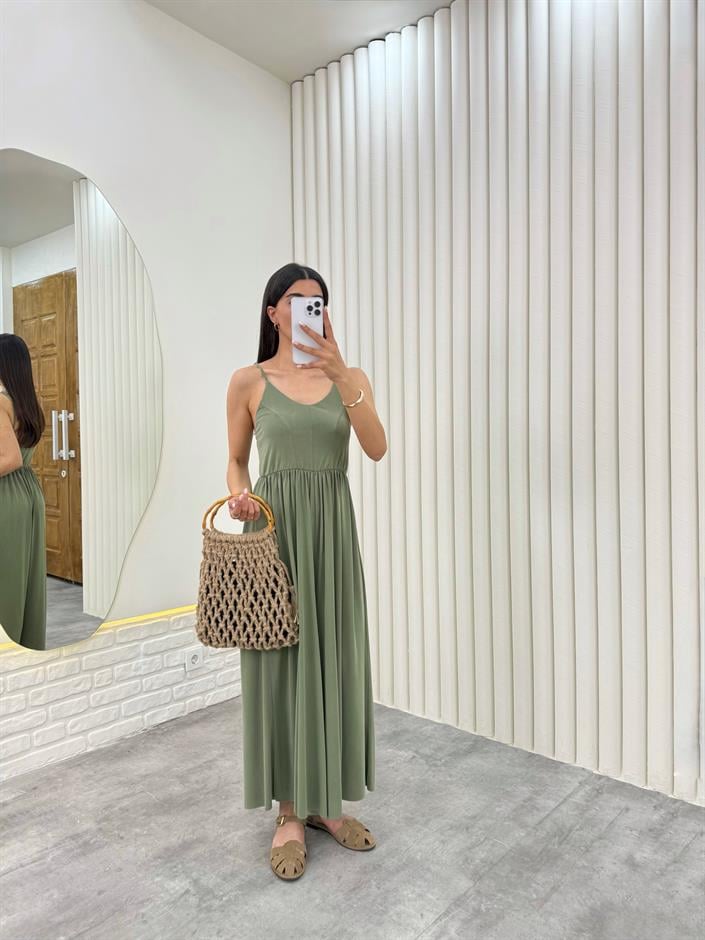 Yeşil Askısı Ayarlanabilir Modal Kumaş Tulum Gaus00331