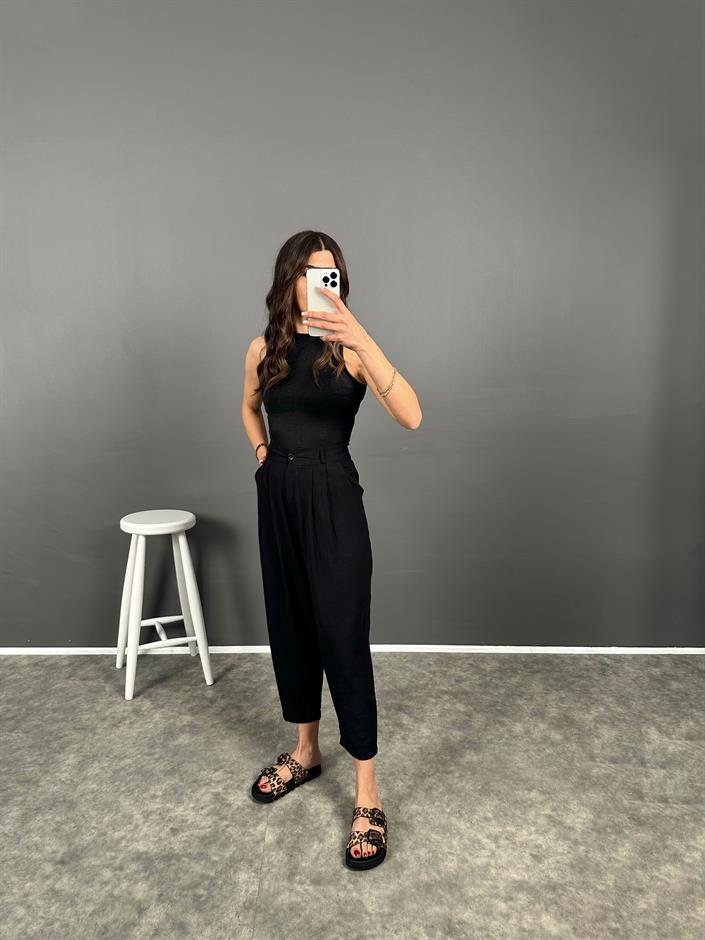 Wuud Siyah İthal Kumaş Şalvar Pantolon