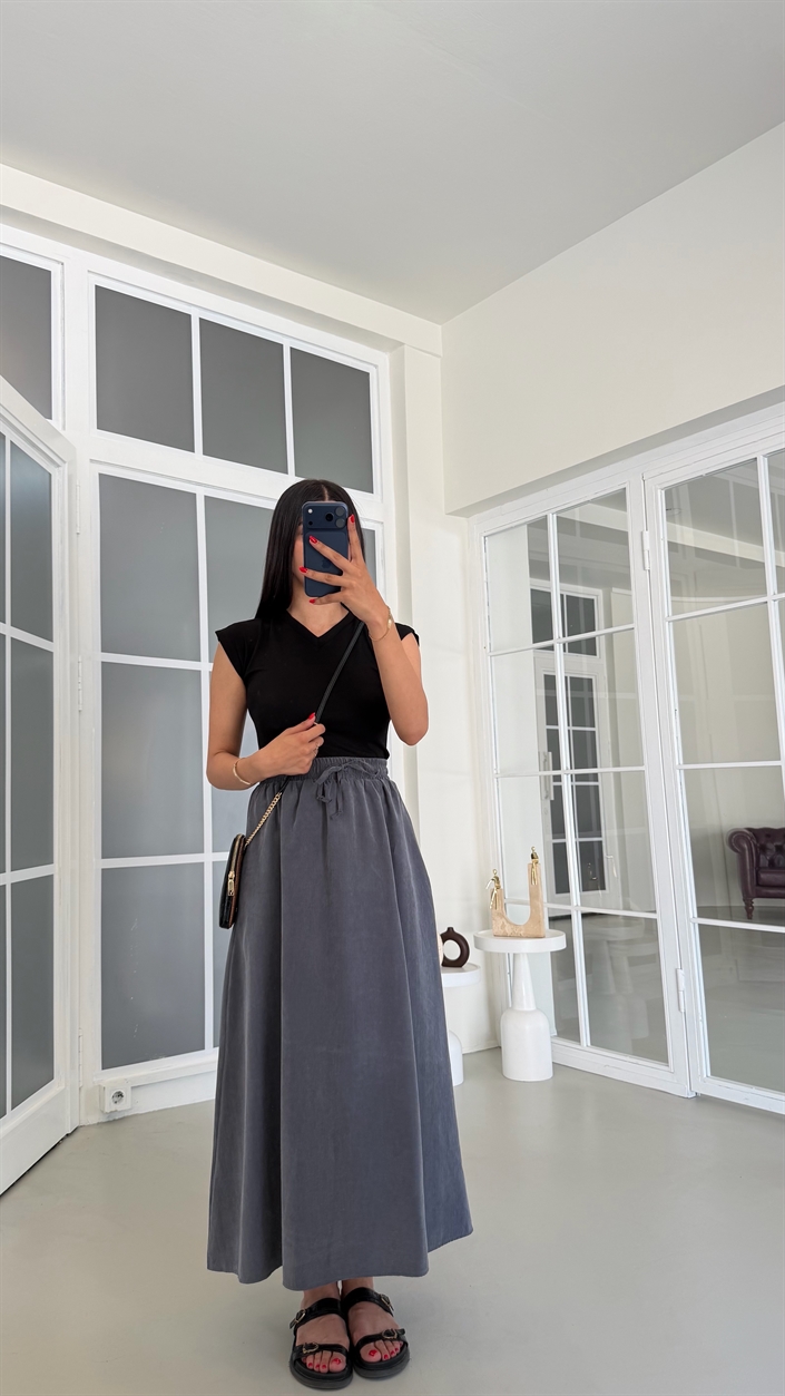 Gri MD Muadil Tencel Etek GAUS-01847