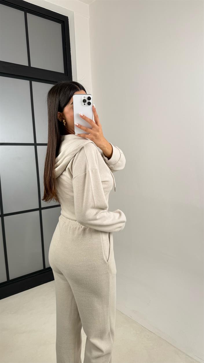 Taş Hırka Beli Lastikli Pantolon İkili Selanik Kumaş Takım GAUS-00523