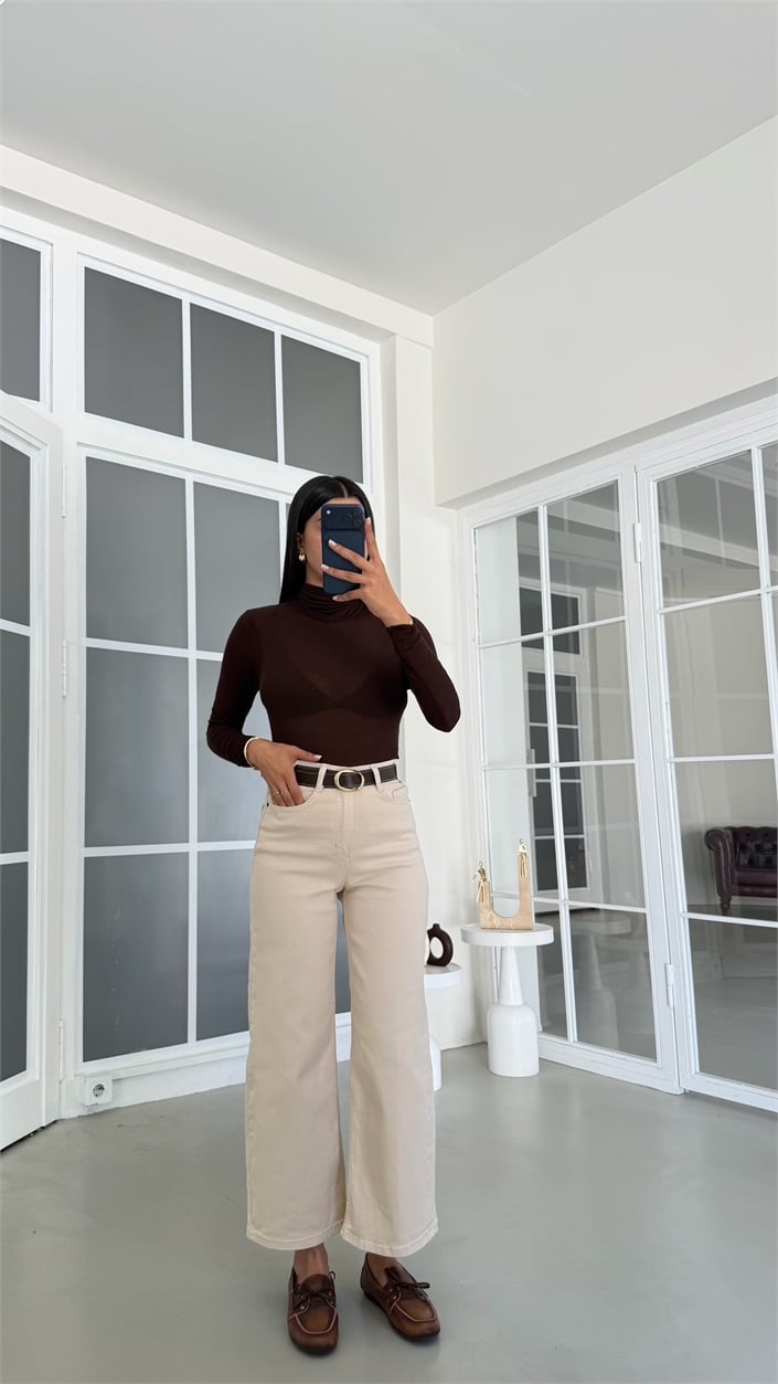Krem ZR Model Kemerli Jean GAUS-02071