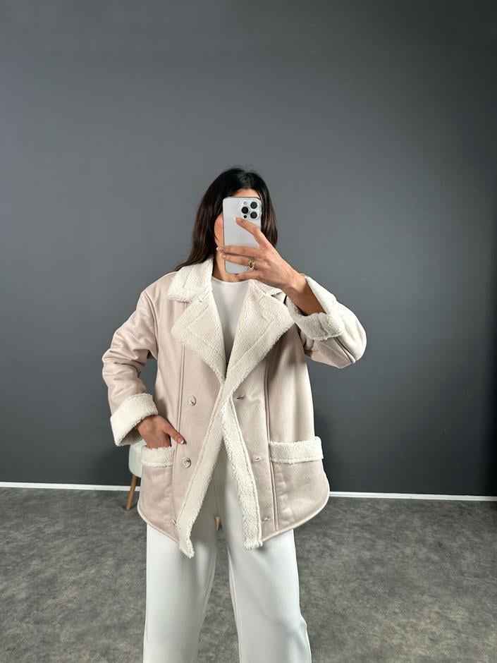 Royal Bej İçi Kürklü Mont