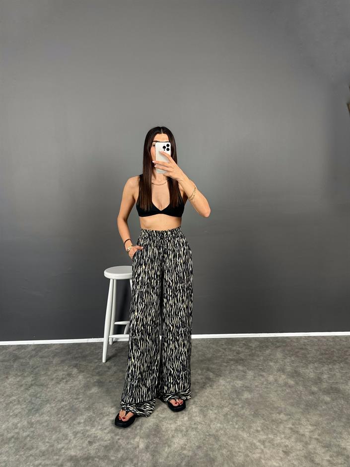 Orsa Beli Lastikli Yüksek Bel Paçası Biritli Pantolon 