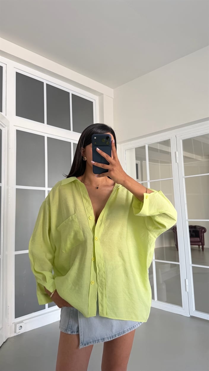Sarı Oversize Tencel Gömlek GAUS-01698