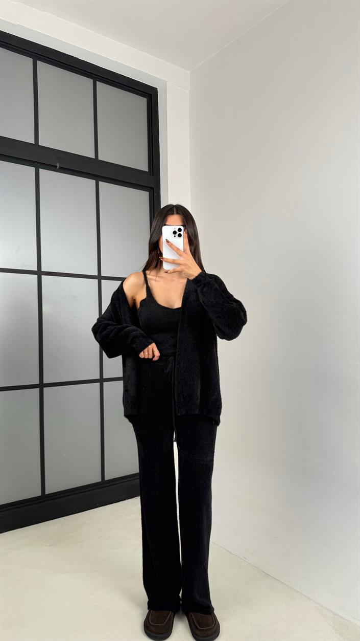 Siyah 3lü Peluş Tüylü Takım GAUS-00441