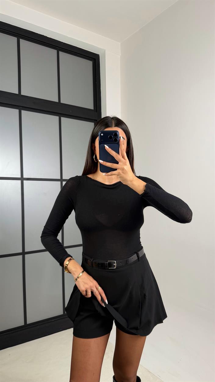 Siyah Pileli Şort Etek GAUS-00567