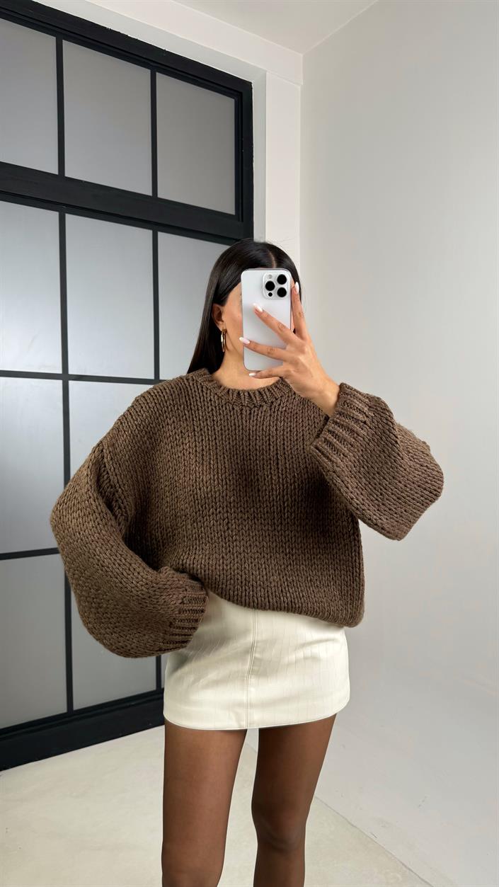 Kahve Örgü Kazak GAUS-00129