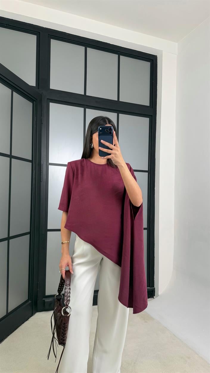 Mürdüm Vatkalı Asimetrik Bluz GAUS-01186
