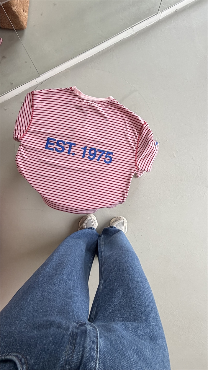 Pembe Çizgili Vintage Sweatshirt GAUS-02121