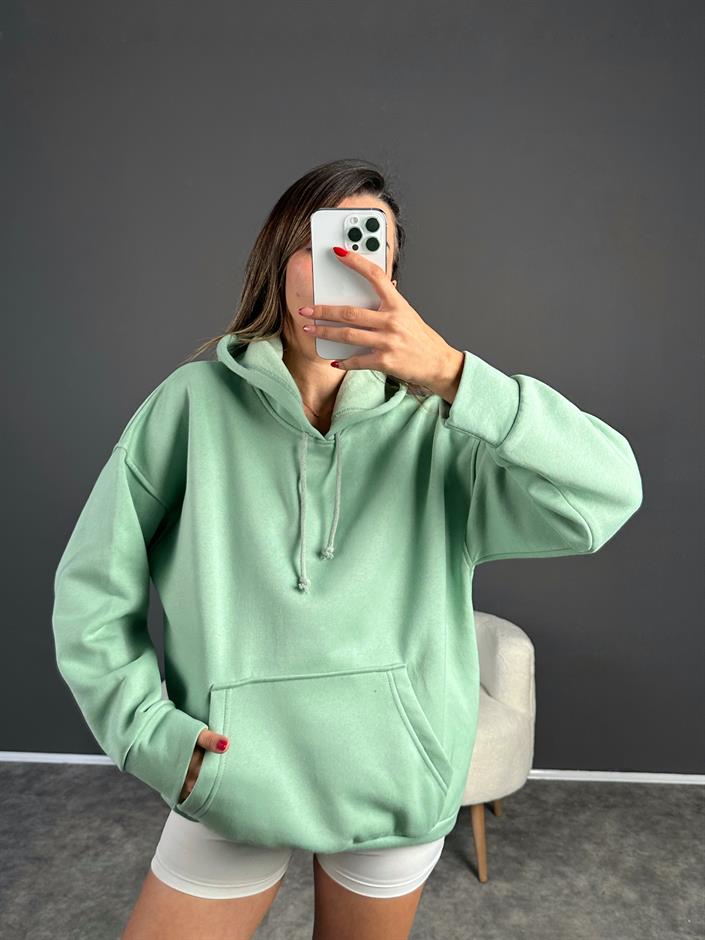 Su Yeşili Şardonlu Sweatshirt