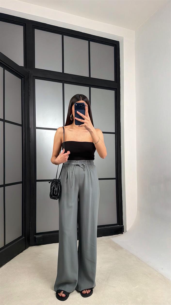 Yeşil Beli Lastikli Tencel Pantolon GAUS-01331