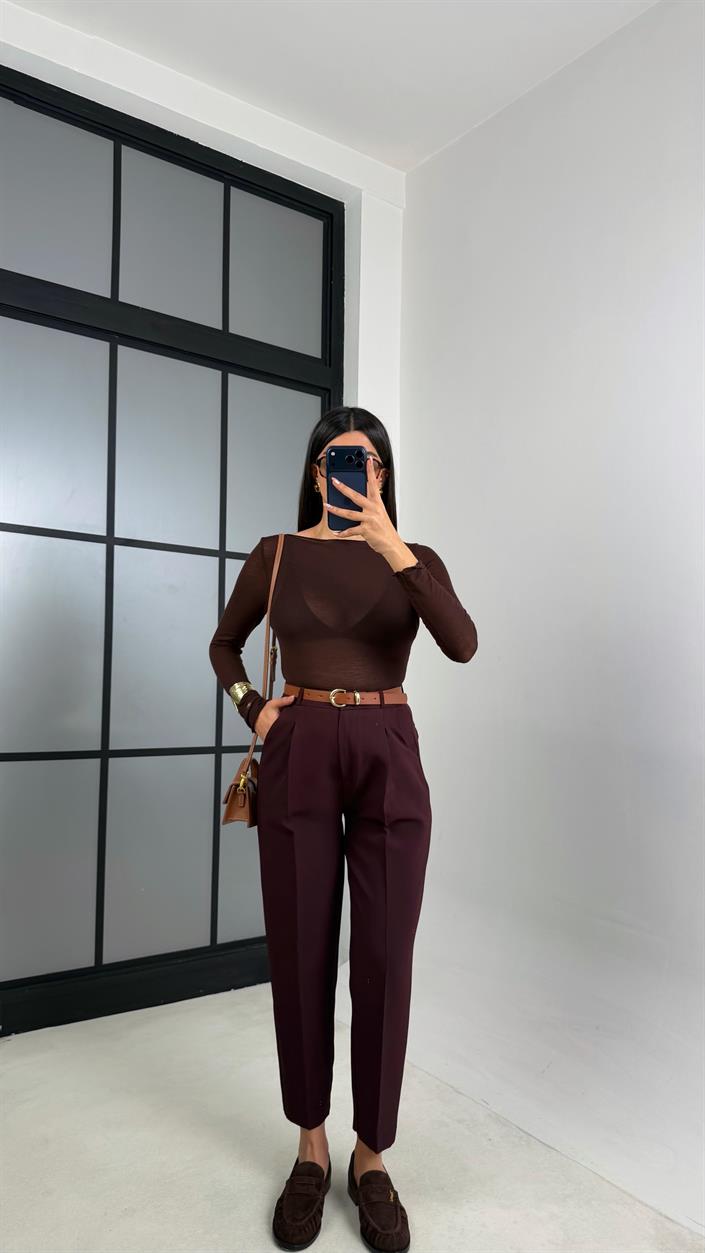 Mürdüm Kemerli ZR Model Pantolon GAUS-00816