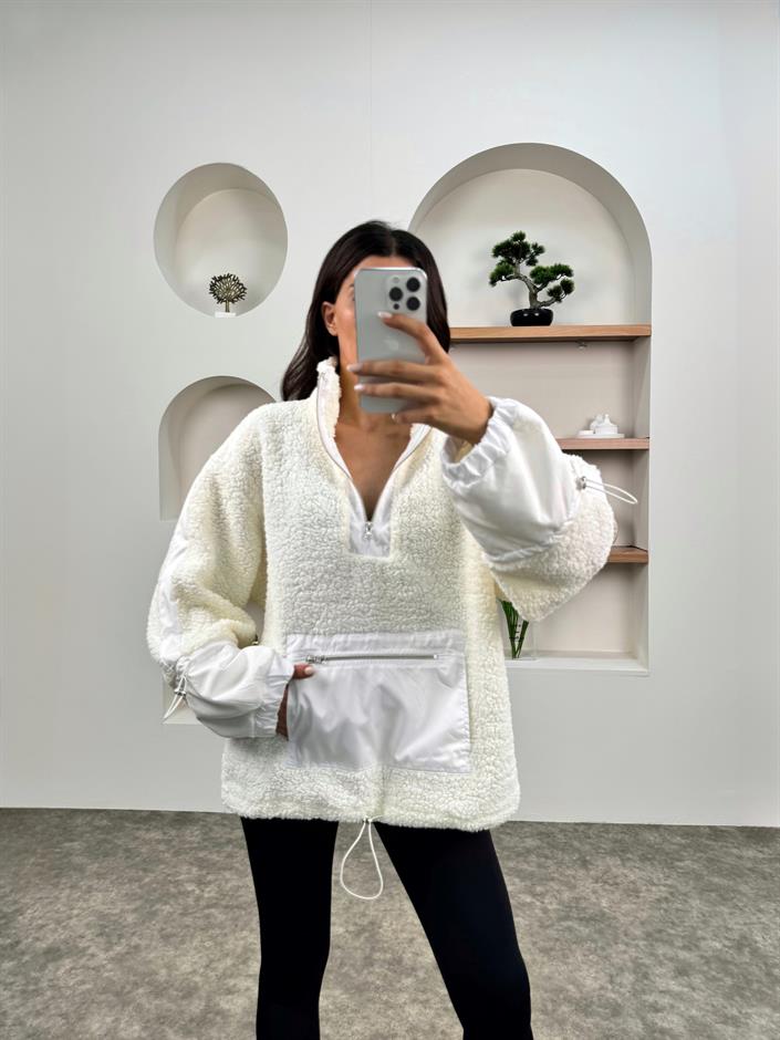 Wons Krem Peluş Sweatshirt