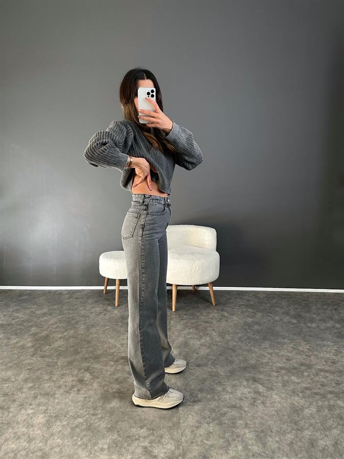 Poe Füme Kesik Paça Straight Leg Jean