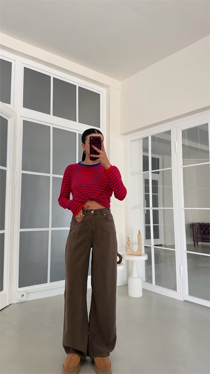 Haki Beli Lastikli Geniş Paça Jean GAUS-01876 GAUS-02035