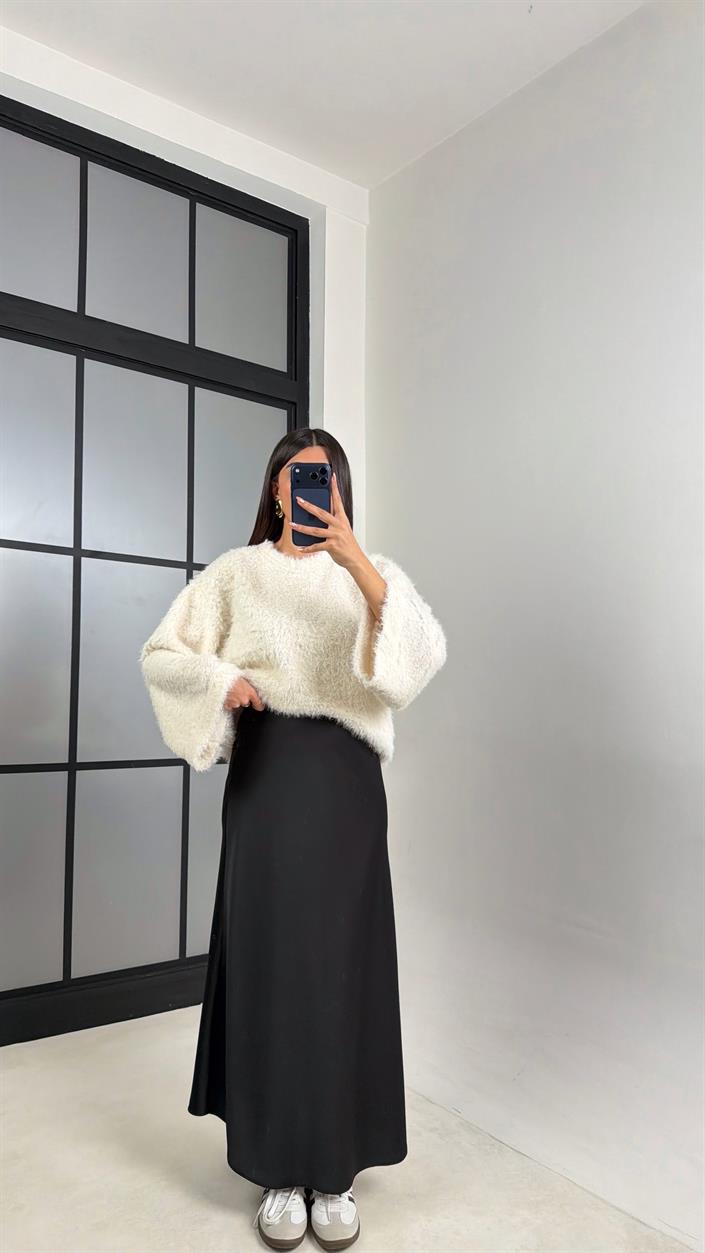 Siyah Beli Lastikli Saten Etek GAUS-00819