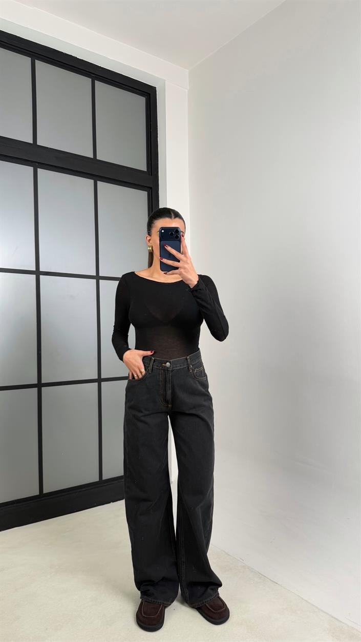 Füme Yıkamalı Geniş Paça Jean GAUS-00743