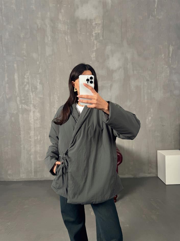 Gows ZR Model Haki Önden Bağlamalı Mont