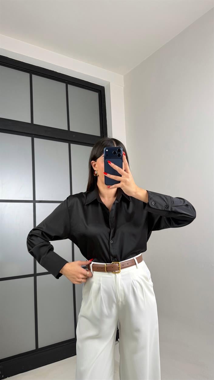 Siyah Saten Gömlek GAUS-01054