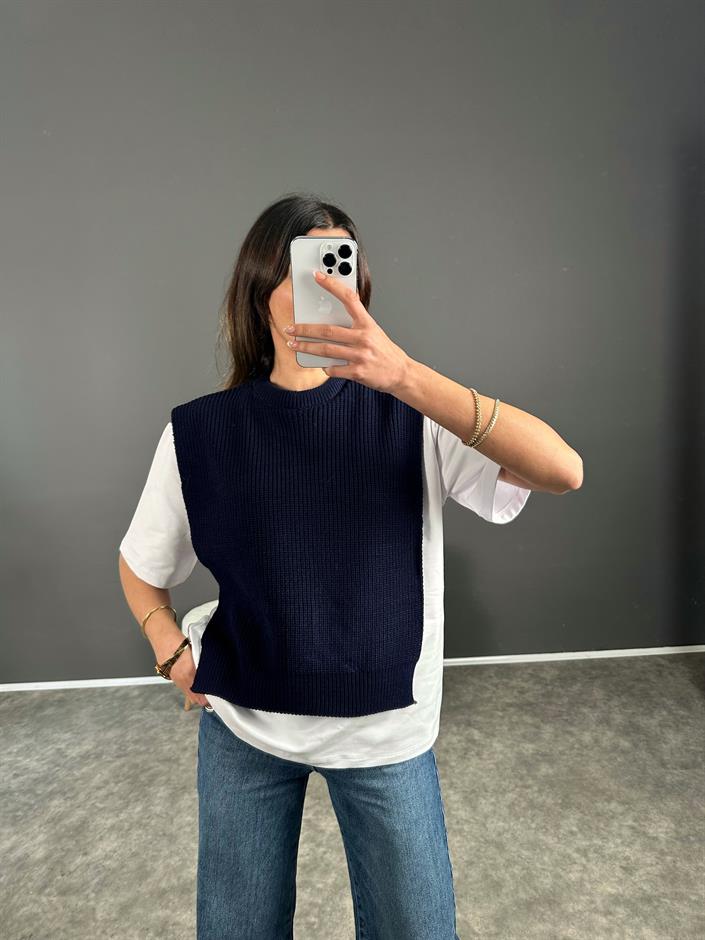 Zr Muadil Lacivert Süveterli Tshirt 