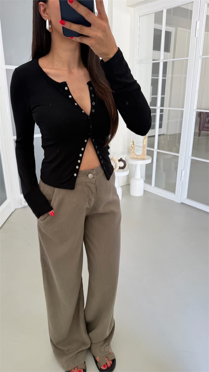 Haki Yıkamalı Tencel Denim Pantolon GAUS-01786