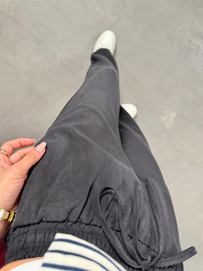 Parisian Siyah Tensel Muadil Beli Lastikli Pantolon