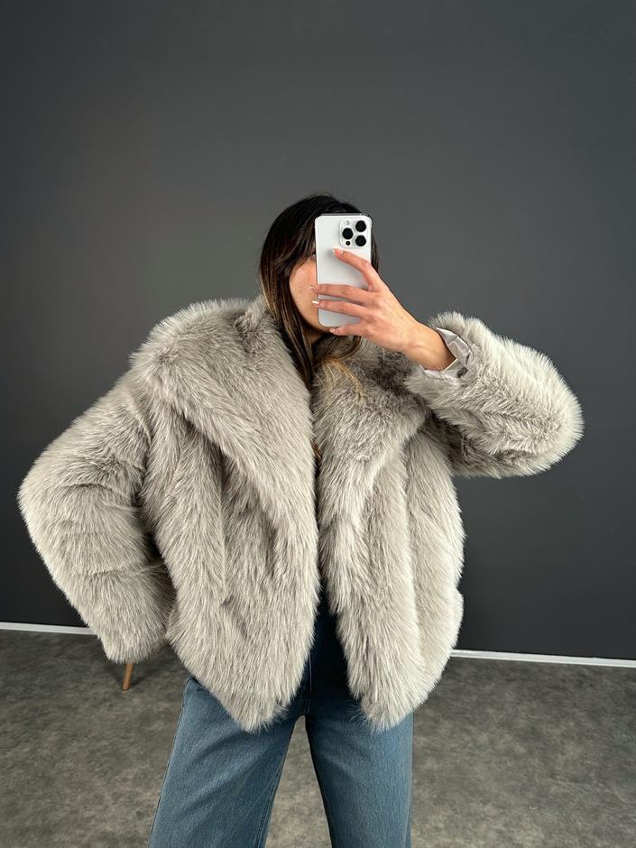 ZR Muadil  Açık Gri Viral Kürk