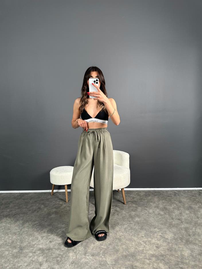 Raisa Haki Basic Beli Lastikli Pantolon
