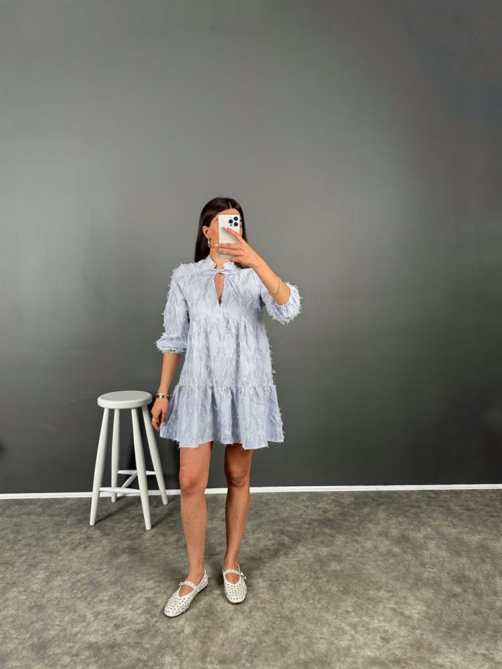 Tws Model Elbise Mavi Püskül Detaylı 