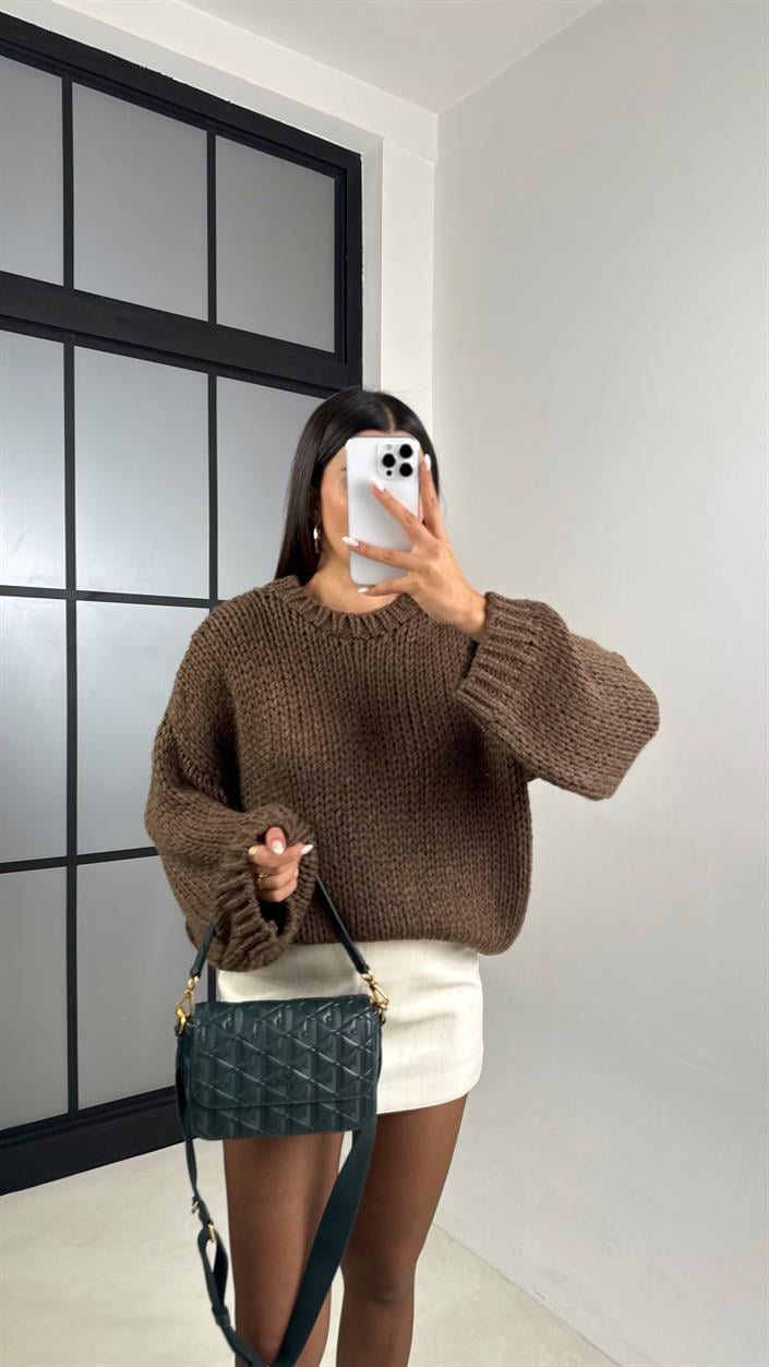 Kahve Örgü Kazak GAUS-00129