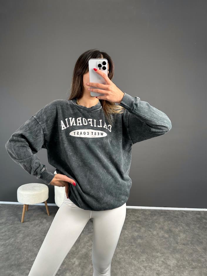 California Gri Eskitme Sweatshirt