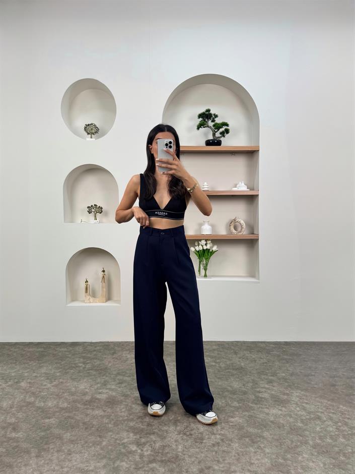 Hena Lacivert Palazzo Pantolon