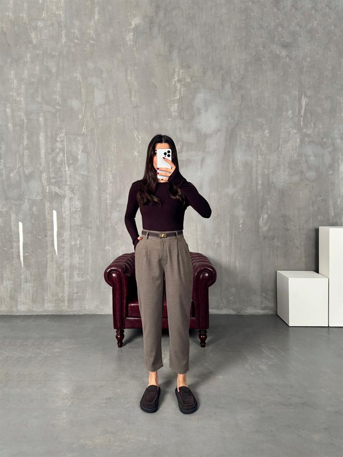 Nora Kahve Kumaş Pantolon