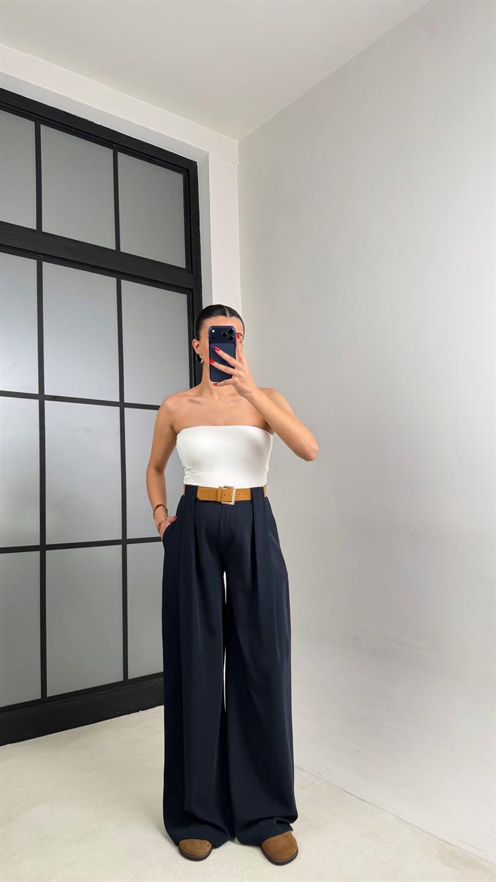 Lacivert Kemerli Tasarım Premium Pantolon GAUS-00993