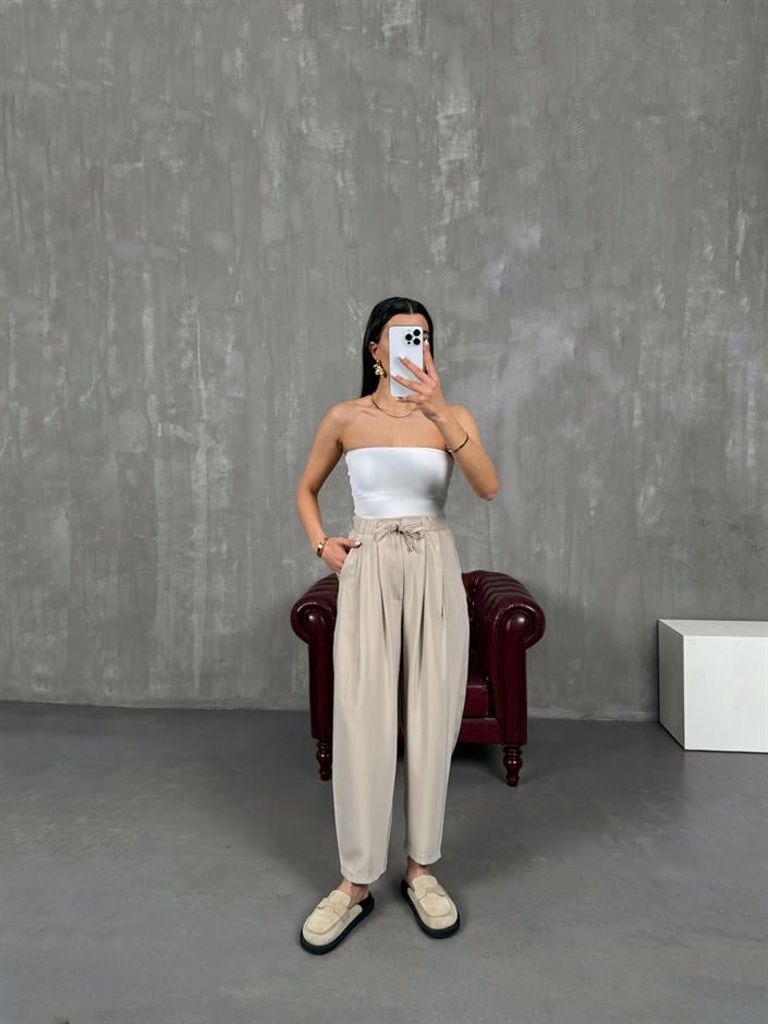 Vetra Taş Önden Bağlama Detaylı Havuç Model Şalvar Pantolon