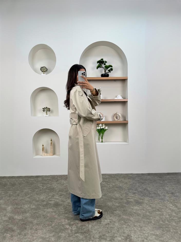 Zaria Taş Kemerli Astarsız Trençkot