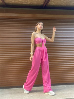 Abella Pembe Crop Pantolon Takım
