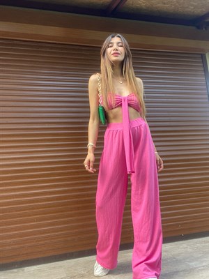Abella Pembe Crop Pantolon Takım