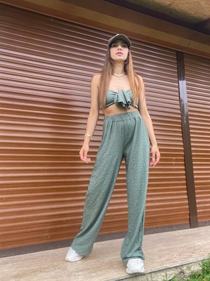 Abella Yeşil Crop Pantolon Takım