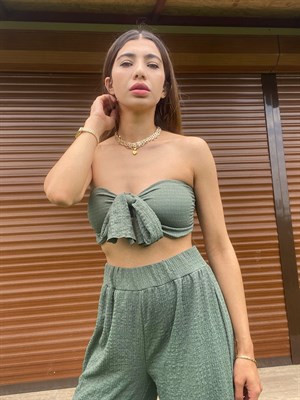 Abella Yeşil Crop Pantolon Takım