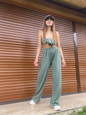 Abella Yeşil Crop Pantolon Takım